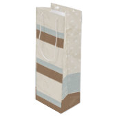 ブルーベージュブラウンソフト水玉模様レトロ背景 ワインギフトバッグ (正面アングル)