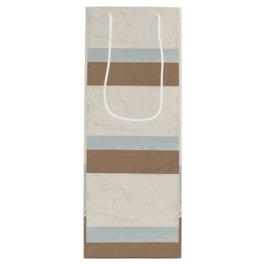 ブルーベージュブラウンソフト水玉模様レトロ背景 ワインギフトバッグ (正面)