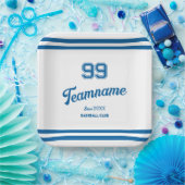 ブルーベースボールクカスタムラブ選手番号&チーム名 ペーパープレート (パーティー)