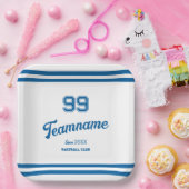 ブルーベースボールクカスタムラブ選手番号&チーム名 ペーパープレート (パーティー)