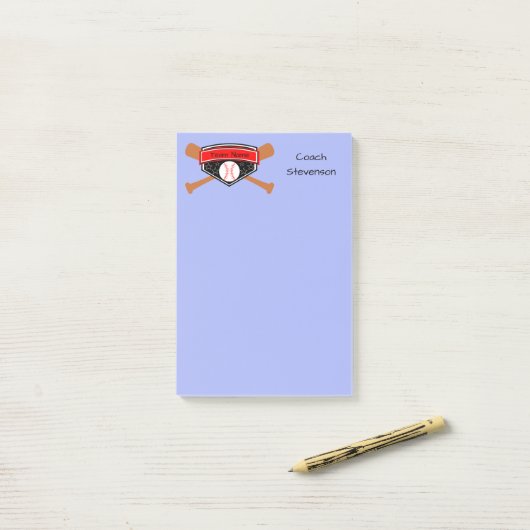 ブルーベースボールコーチパーソナライズされたポストNotes 4x6 ポストイット (デスク上)