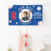 ブルーベースボールテーマの子供の誕生日写真 横断幕 (インサイチュ)