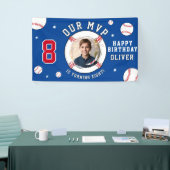 ブルーベースボールテーマの子供の誕生日写真 横断幕 (トレードショー)