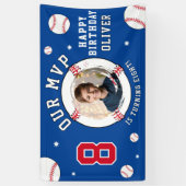 ブルーベースボールテーマの子供の誕生日写真 横断幕 (縦)