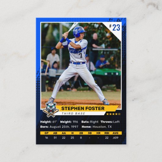 ブルーベースボールトレーディングカードフォトベースボールロゴ コーリングカード (正面)