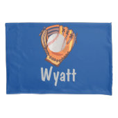 ブルーベースボールベッドタイム祈りの言葉 パーソナライズされた 枕カバー (正面)