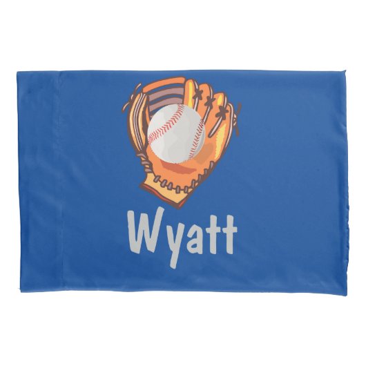 ブルーベースボールベッドタイム祈りの言葉 パーソナライズされた 枕カバー (正面)