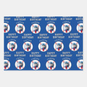 ブルーベースボールボール子供の誕生日写真 ラッピングペーパーシート (正面3)