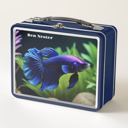 ブルーベータ魚 メタルランチボックス (正面)