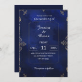 ブルーベ王室のルベットの背景(金ゴールドフィリーグリー) 招待状 (正面/裏面)