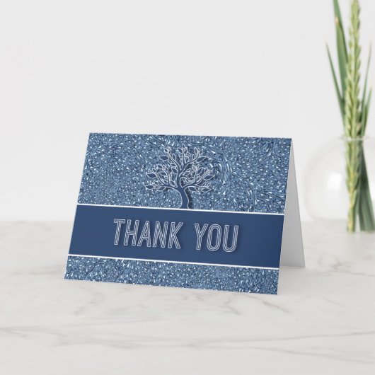 ブルーペイズリーとオークツリー サンキューカード (正面)