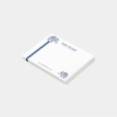 ブルーペイズリーゾウ&装飾ストライプ品 ポストイット (アングル)