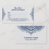 ブルーペイズリーマンダラレースアポイントメントカード 予約カード (正面/裏面)