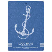 ブルーペイズリー及びホワイト航海のボートいかり2 クリップボード (裏面)