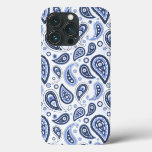 ブルーペイズリー柄 iPhone 13 PROケース