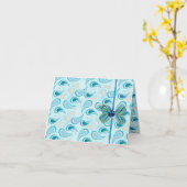 ブルーペイズリー結婚のノートカード カード (黄色い花)