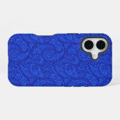 ブルーペイズリー iPhone 16ケース (裏面横)