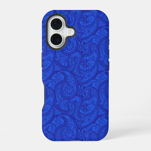 ブルーペイズリー iPhone 16ケース (裏面)