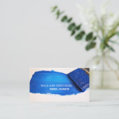 ブルーペイントブラシ、画家&デコレーター 名刺 (スタンド正面)