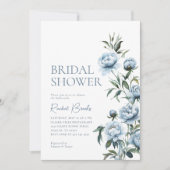 ブルーペオエレガントニーフローラグリーンリーブライダルシャワー 招待状 (正面)