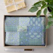 ブルーペリウィンクルフローラボホフェイクパッチワークパターン 薄葉紙 (ギフト)