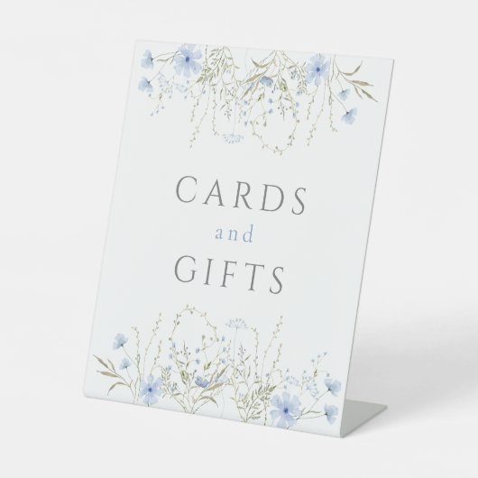 ブルーペリウィンクルワイルドフラワー結婚式の引き出物ギフト 台座サイン (正面)