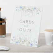 ブルーペリウィンクルワイルドフラワー結婚式の引き出物ギフト 台座サイン (インサイチュ)