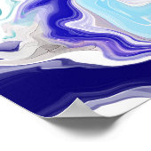 ブルーペリウィンクル大理石の流体アート ポスター (角)