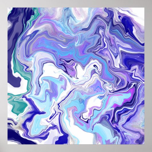 ブルーペリウィンクル大理石の流体アート ポスター (正面)
