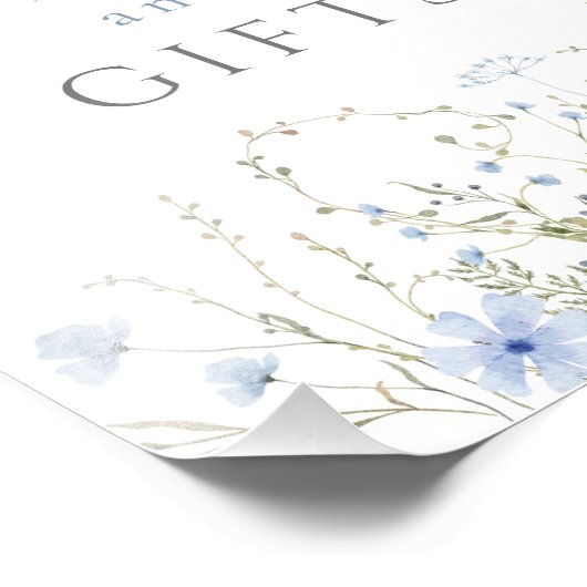 ブルーペリウィンクル結婚ワイルドフラワーのカードのギフトサイン フォトプリント            (角)