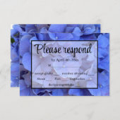 ブルーペリウインクルエレガントフローラアジサイRSVP 出欠カード (正面/裏面)