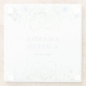 ブルーペリウインクル結婚ワイルドフラワー ガラスコースター (裏面)