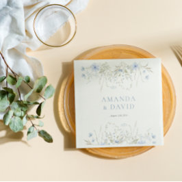 ブルーペリウインクル結婚ワイルドフラワー スタンダードランチョンナプキン