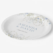 ブルーペリウインクル結婚ワイルドフラワー ペーパープレート (アングル)