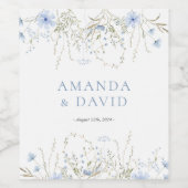 ブルーペリウインクル結婚ワイルドフラワー ワインラベル (シングルラベル)