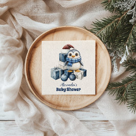 ブルーペンギンのクリスマスベビーシャワー スタンダードカクテルナプキン
