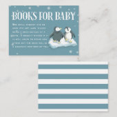 ブルーペンギン冬の赤ちゃんシャワー予約リクエスト エンクロージャーカード (正面/裏面)