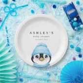 ブルーペンギン冬の赤ちゃんシャワー ペーパープレート (パーティー)