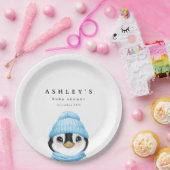 ブルーペンギン冬の赤ちゃんシャワー ペーパープレート (パーティー)