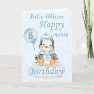 ブルーペンギン6カ月誕生日 カード