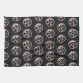 ブルーペンタグラムウィッチクラフトブラックハロウィーン キッチンタオル (横)