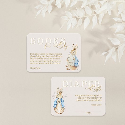 ブルーペーターザラビットベビーシャワーおむつラッフル エンクロージャーカード