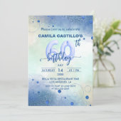 ブルーホイルエレガントバルーン60th誕生日パーティー 招待状 (スタンド正面)