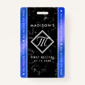 ブルーホイルエレガントブラックマーブルVIPイベント バッジ (正面)