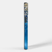 ブルーホイルモダン金ゴールドフェイクグリッターモノグラム Case-Mate iPhoneケース (裏面 / 右)