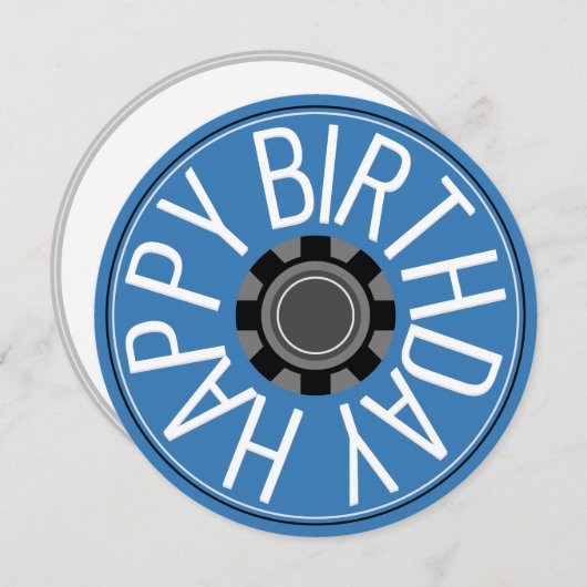 ブルーホイールスチームパンクハッピーバースデーグリーティング シーズンカード (正面/裏面)