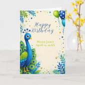 ブルーホウオの子供の誕生日パーティー カード (黄色い花)
