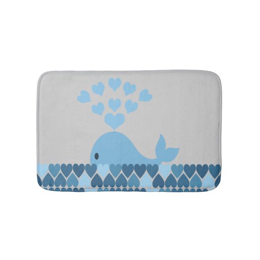ブルーホエールアンドハート バスマット (正面)