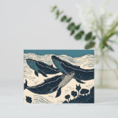 ブルーホエールアートモダンリノカインスパイアット ポストカード (スタンド正面)