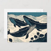 ブルーホエールアートモダンリノカインスパイアット ポストカード (正面/裏面)